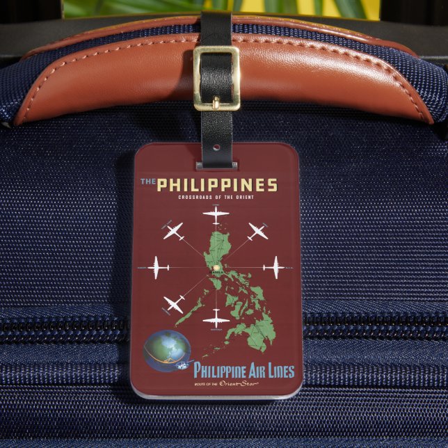 Vintage Travel Poster For Philippine Air Lines Luggage Tag (Front Insitu 2)