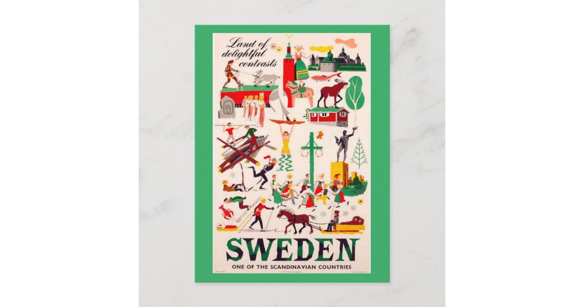 Vintage Travel Poster for Sweden Postcard | Zazzle
