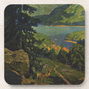Vintage Travel Poster For The Adirondack Mountains Beverage Coaster