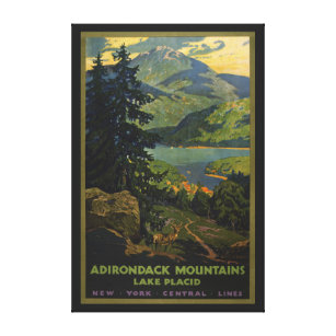 Vintage Travel Poster For The Adirondack Mountains Canvas Print