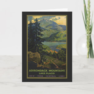 Vintage Travel Poster For The Adirondack Mountains Card