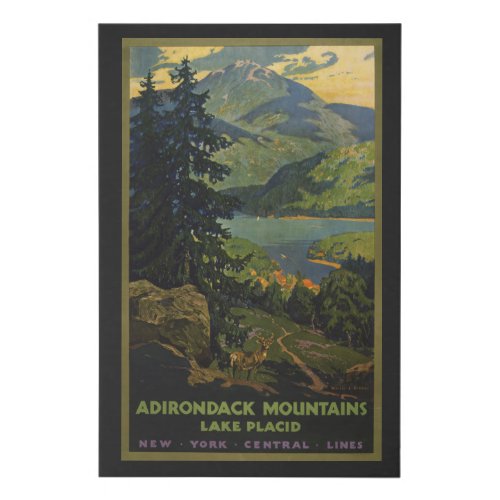 Vintage Travel Poster For The Adirondack Mountains Faux Canvas Print