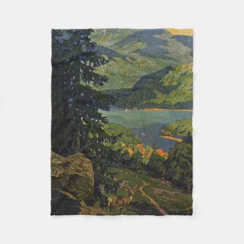 Vintage Travel Poster For The Adirondack Mountains Fleece Blanket