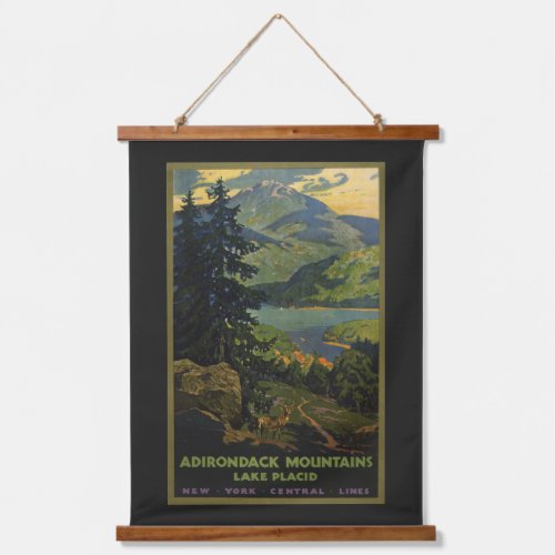 Vintage Travel Poster For The Adirondack Mountains Hanging Tapestry