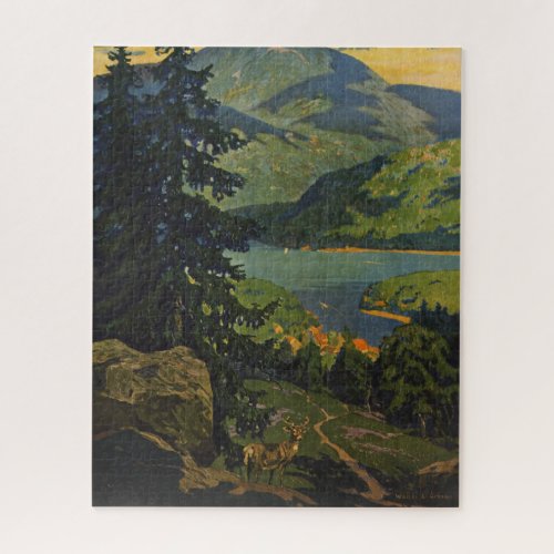 Vintage Travel Poster For The Adirondack Mountains Jigsaw Puzzle