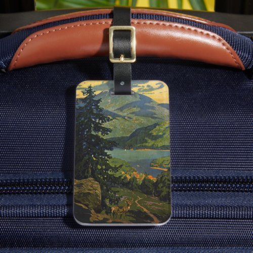 Vintage Travel Poster For The Adirondack Mountains Luggage Tag