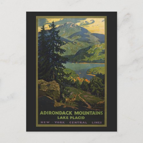 Vintage Travel Poster For The Adirondack Mountains Postcard