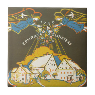 Vintage Travel Poster For The Ephrata Cloister Ceramic Tile