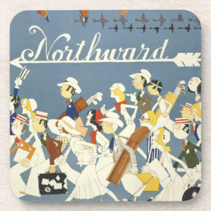 Vintage Travel Poster For The New Haven R.R. Beverage Coaster