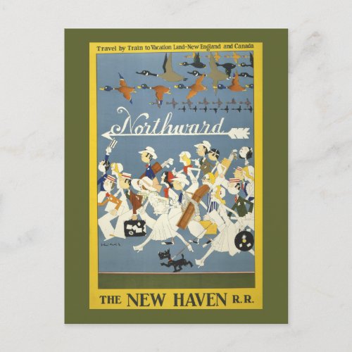 Vintage Travel Poster For The New Haven RR Postcard
