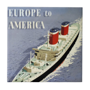 Vintage Travel Poster For United States Lines Ceramic Tile