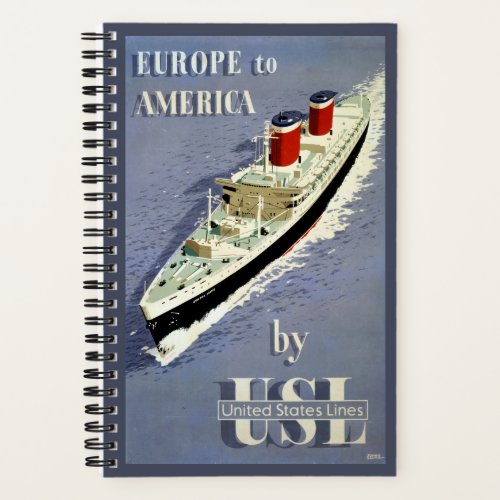 Vintage Travel Poster For United States Lines Notebook