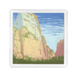 Vintage Travel Poster For Zion National Park Acrylic Tray