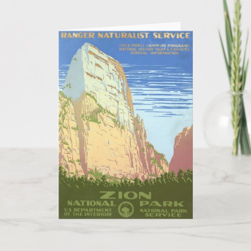 Vintage Travel Poster For Zion National Park Card