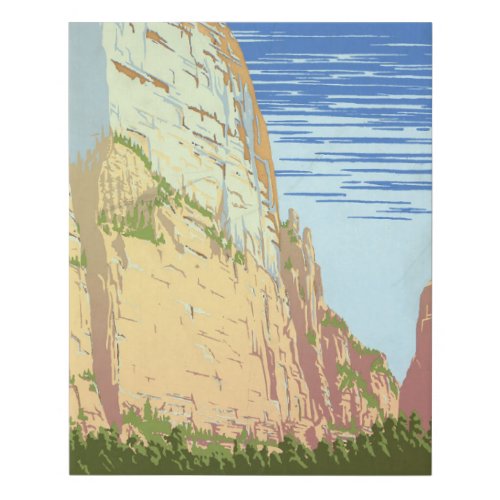 Vintage Travel Poster For Zion National Park Faux Canvas Print