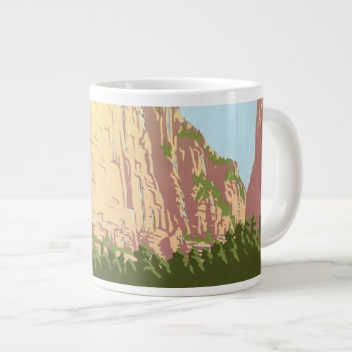 Vintage Travel Poster For Zion National Park Giant Coffee Mug