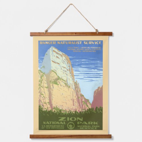 Vintage Travel Poster For Zion National Park Hanging Tapestry