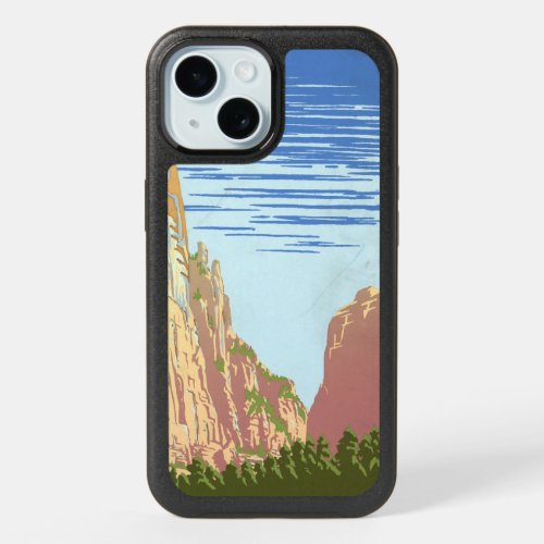 Vintage Travel Poster For Zion National Park iPhone 15 Case