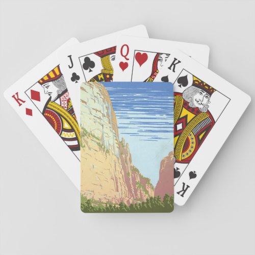 Vintage Travel Poster For Zion National Park Playing Cards