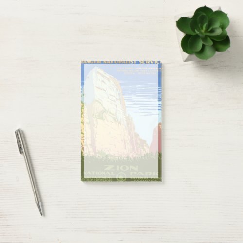 Vintage Travel Poster For Zion National Park Post_it Notes