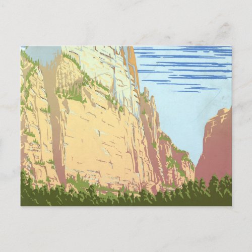 Vintage Travel Poster For Zion National Park Postcard