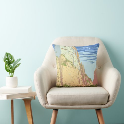 Vintage Travel Poster For Zion National Park Throw Pillow