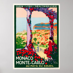 Vintage Travel Poster France - Monaco Monte Carlo
