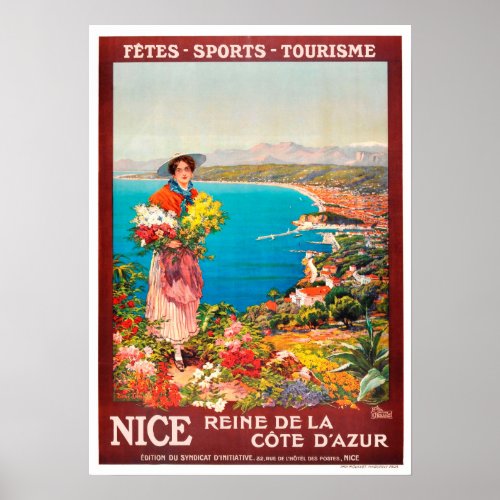 Vintage Travel Poster _ France Nice Cote dAzur