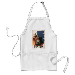 Vintage Travel Poster from Boston, Massachusetts Adult Apron