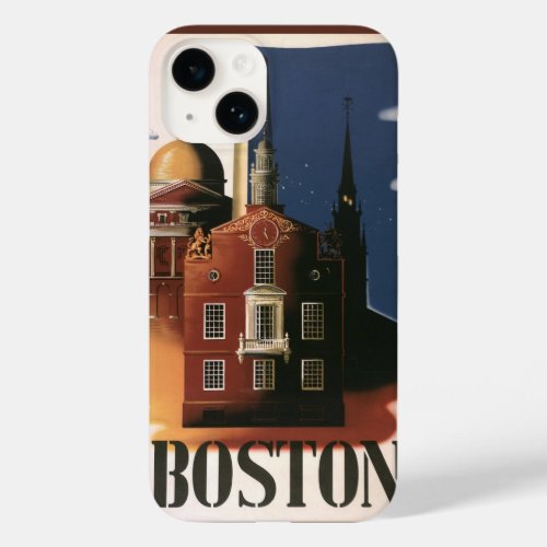 Vintage Travel Poster from Boston Massachusetts Case_Mate iPhone 14 Case