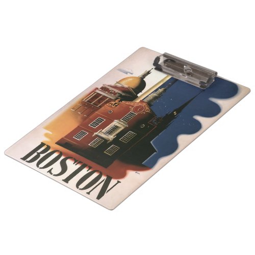 Vintage Travel Poster from Boston Massachusetts Clipboard