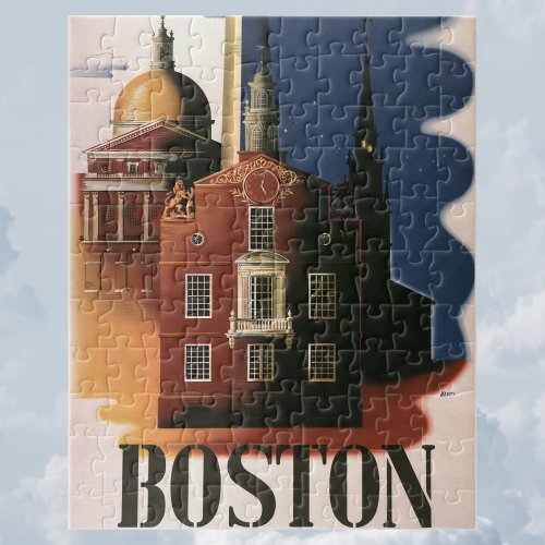 Vintage Travel Poster from Boston Massachusetts Jigsaw Puzzle