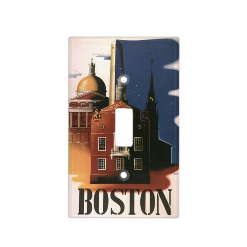 Vintage Travel Poster from Boston Massachusetts Light Switch Cover