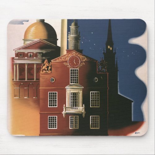 Vintage Travel Poster from Boston Massachusetts Mouse Pad