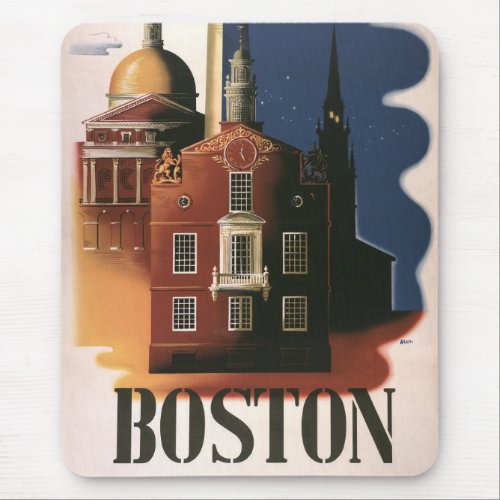 Vintage Travel Poster from Boston Massachusetts Mouse Pad