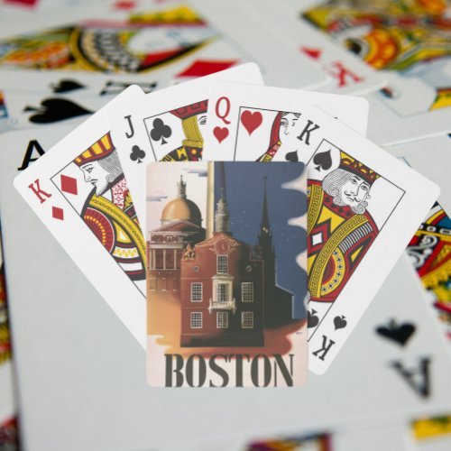 Vintage Travel Poster from Boston Massachusetts Playing Cards