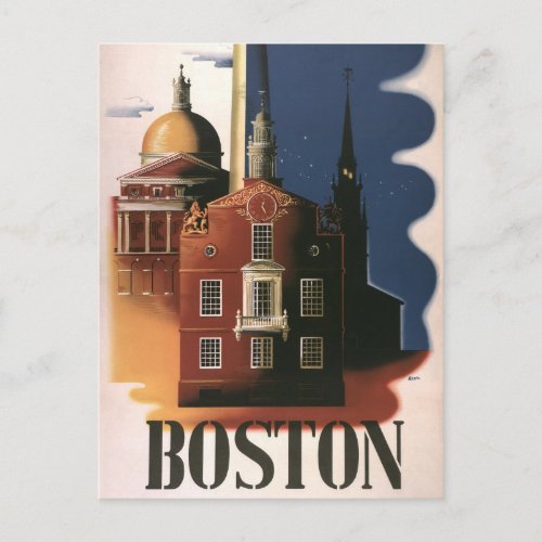 Vintage Travel Poster from Boston Massachusetts Postcard