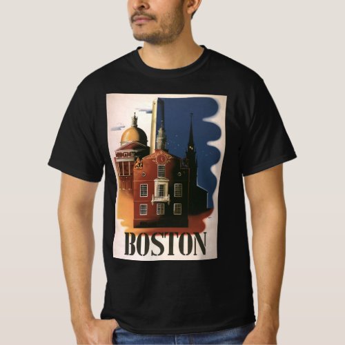 Vintage Travel Poster from Boston Massachusetts T_Shirt