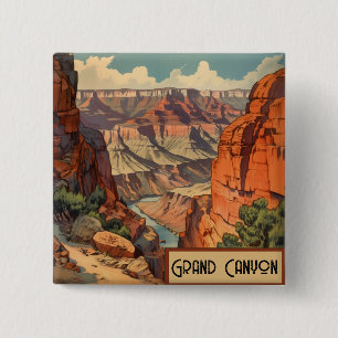 Vintage Travel Poster Grand Canyon Colorado River Button