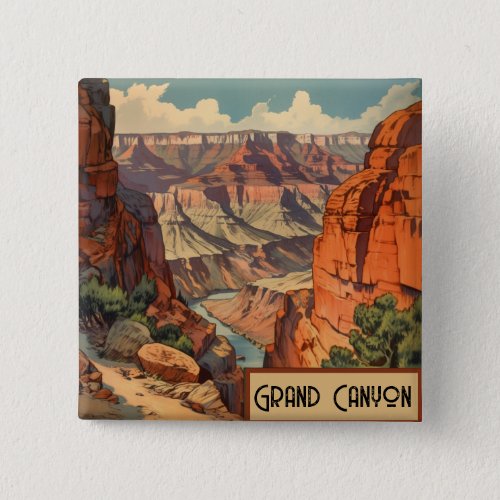 Vintage Travel Poster Grand Canyon Colorado River Button