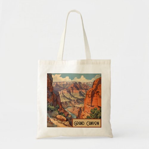 Vintage Travel Poster Grand Canyon Colorado River Tote Bag