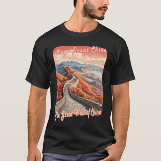 Vintage Travel Poster - Great Wall Of China In Aut T-Shirt
