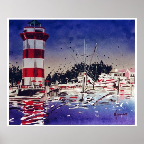 Vintage travel poster Hilton Head SC print