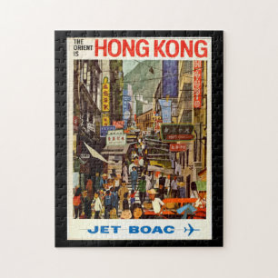 Vintage Travel Poster Hong Kong Street Jigsaw Puzzle