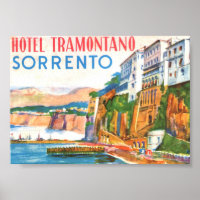 Vintage Travel Poster, Hotel Sorrento Italy Poster