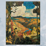 Vintage Travel Poster, In Old Kentucky, NC Wyeth Jigsaw Puzzle<br><div class="desc">Vintage illustration United States of America travel poster or luggage label for Kentucky by N. C. Wyeth featuring two pioneers or frontiersmen in the mountains of the back country wearing traditional leather clothes, coonskin hats and hunting for deer in the forest. A valley with a river is in the distance....</div>