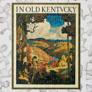 Vintage Travel Poster, In Old Kentucky, NC Wyeth Jigsaw Puzzle