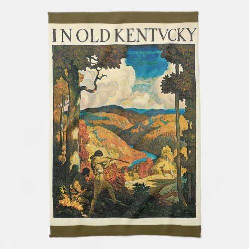 Vintage Travel Poster In Old Kentucky NC Wyeth Kitchen Towel