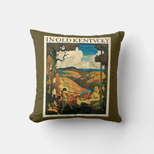 Vintage Travel Poster In Old Kentucky NC Wyeth Throw Pillow