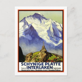 Vintage Travel Poster Interlaken Postcard by ContinentalToursist at Zazzle